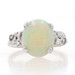 White Gold Opal & Diamond Vintage Ring - 14k Oval Cabochon 2.66ctw Milgrain Sz 6 White Gold Opal & Diamond Vintage Ring - 14k Oval Cabochon 2.66ctw Milgrain Sz 6