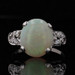 White Gold Opal & Diamond Vintage Ring - 14k Oval Cabochon 2.66ctw Milgrain Sz 6 White Gold Opal & Diamond Vintage Ring - 14k Oval Cabochon 2.66ctw Milgrain Sz 6