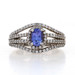 Sterling Silver Tanzanite & White Topaz Halo Ring - Oval Cut 925 Sterling Silver Tanzanite & White Topaz Halo Ring - Oval Cut 925
