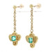 Yellow Gold Emerald Dangle Earrings - 18k Square 2.04ctw Flowers Pierced Yellow Gold Emerald Dangle Earrings - 18k Square 2.04ctw Flowers Pierced