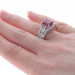 Sterling Lead Glass Filled Ruby & White Topaz Ring - 925 Oval Milgrain Sz 8 1/4 Sterling Lead Glass Filled Ruby & White Topaz Ring - 925 Oval Milgrain Sz 8 1/4