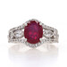 Sterling Lead Glass Filled Ruby & White Topaz Ring - 925 Oval Milgrain Sz 8 1/4 Sterling Lead Glass Filled Ruby & White Topaz Ring - 925 Oval Milgrain Sz 8 1/4