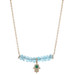 Yellow Gold Aquamarine Emerald Diamond Hamsa Hand Necklace 14k Rondelle .17ctw