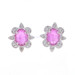 Silver Pink Tourmaline & White Topaz Large Stud Earrings 925 Oval 2.23ctw Flower Silver Pink Tourmaline & White Topaz Large Stud Earrings 925 Oval 2.23ctw Flower