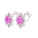 Silver Pink Tourmaline & White Topaz Large Stud Earrings 925 Oval 2.23ctw Flower Silver Pink Tourmaline & White Topaz Large Stud Earrings 925 Oval 2.23ctw Flower