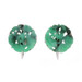 White Gold Jadeite Vintage Large Stud Earrings - 18k Carved Flowers Non-Pierced