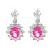 Sterling Pink & White Topaz Halo Dangle Earrings - 925 Oval 7.10ctw Flowers Sterling Pink & White Topaz Halo Dangle Earrings - 925 Oval 7.10ctw Flowers
