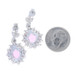 Sterling Pink & White Topaz Halo Dangle Earrings - 925 Oval 7.10ctw Flowers Sterling Pink & White Topaz Halo Dangle Earrings - 925 Oval 7.10ctw Flowers