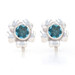 Sterling Silver Blue Glass Flower Large Stud Earrings 925 Non-Pierced Screw-Ons Sterling Silver Blue Glass Flower Large Stud Earrings 925 Non-Pierced Screw-Ons