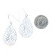 Sterling Silver Botanical Scroll Dangle Earrings - 925 Teardrop Pierced