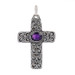 Sterling Silver Amethyst Scrollwork Cross Pendant - 925 Oval 2.40ct Faith