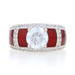 Sterling Silver Cubic Zirconia & Red Enamel Ring - 925 Round 2.57ctw Size 7 Sterling Silver Cubic Zirconia & Red Enamel Ring - 925 Round 2.57ctw Size 7