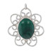 Sterling Silver Malachite Flower Solitaire Pendant - 925 Oval Cabochon