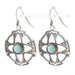 Sterling Silver Turquoise Dangle Earrings - Round Cabochon Pierced Sterling Silver Turquoise Dangle Earrings - Round Cabochon Pierced