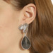 Sterling Hematite & Diamond Dangle Earrings 925 14k Gold Pltd Pear .28ctw Floral Sterling Hematite & Diamond Dangle Earrings 925 14k Gold Pltd Pear .28ctw Floral
