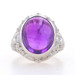 Platinum Amethyst & Diamond Ring - Oval Cabochon 9.92ctw Filigree Milgrain Sz 7 Platinum Amethyst & Diamond Ring - Oval Cabochon 9.92ctw Filigree Milgrain Sz 7