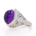 Platinum Amethyst & Diamond Ring - Oval Cabochon 9.92ctw Filigree Milgrain Sz 7 Platinum Amethyst & Diamond Ring - Oval Cabochon 9.92ctw Filigree Milgrain Sz 7