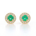 Yellow Gold Emerald & Diamond Halo Stud Earrings - 14k Round 1.13ctw Pierced Yellow Gold Emerald & Diamond Halo Stud Earrings - 14k Round 1.13ctw Pierced