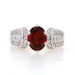 White Gold Garnet & Diamond Engagement Ring -14k Oval 3.10ctw Milgrain Cathedral White Gold Garnet & Diamond Engagement Ring -14k Oval 3.10ctw Milgrain Cathedral