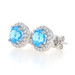 White Gold Blue Topaz & Diamond Large Halo Stud Earrings 14k Rnd 3.84ctw Pierced White Gold Blue Topaz & Diamond Large Halo Stud Earrings 14k Rnd 3.84ctw Pierced
