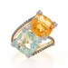 Yellow Gold Citrine Prasiolite Dia Bypass Ring -14k Cush 7.80ctw Two-Stone 6 1/2