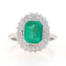 White Gold Emerald & Diamond Vintage Halo Ring - 18k Emerald Cut 2.47ctw White Gold Emerald & Diamond Vintage Halo Ring - 18k Emerald Cut 2.47ctw