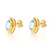 Yellow Gold Aquamarine & Diamond Stud Earrings - 18k Oval 2.15ctw Pierced Yellow Gold Aquamarine & Diamond Stud Earrings - 18k Oval 2.15ctw Pierced