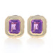 Yellow Gold Amethyst Large Stud Earrings - 14k Emerald 10.10ctw Pierced Yellow Gold Amethyst Large Stud Earrings - 14k Emerald 10.10ctw Pierced