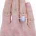 White Gold Opal & Diamond Halo Ring - 14k Oval Cabochon 1.28ctw Stackable White Gold Opal & Diamond Halo Ring - 14k Oval Cabochon 1.28ctw Stackable