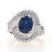 White Gold Sapphire & Diamond Halo Bypass Ring - 18k Oval 4.18ctw GIA White Gold Sapphire & Diamond Halo Bypass Ring - 18k Oval 4.18ctw GIA