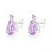 Sterling Silver Amethyst & Cubic Zirconia Stud Earrings - 925 Pear Cut Pierced Sterling Silver Amethyst & Cubic Zirconia Stud Earrings - 925 Pear Cut Pierced