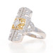 White Gold Diamond Cluster Cocktail Ring - 18k Round .84ctw Geometric Milgrain White Gold Diamond Cluster Cocktail Ring - 18k Round .84ctw Geometric Milgrain