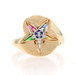 Yellow Gold Eastern Star Bypass Ring - 10k Lab-Created Gemstones Masonic OES Yellow Gold Eastern Star Bypass Ring - 10k Lab-Created Gemstones Masonic OES