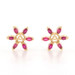 Yellow Gold Pearl Ruby Flower Earrings -14k .60ctw Studs w/Halo Jacket Enhancers Yellow Gold Pearl Ruby Flower Earrings -14k .60ctw Studs w/Halo Jacket Enhancers