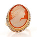 Yellow Gold Shell & Seed Pearl Vintage Halo Cameo Ring - 14k Carved Silhouette Yellow Gold Shell & Seed Pearl Vintage Halo Cameo Ring - 14k Carved Silhouette