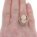 Yellow Gold Shell & Seed Pearl Vintage Halo Cameo Ring - 14k Carved Silhouette Yellow Gold Shell & Seed Pearl Vintage Halo Cameo Ring - 14k Carved Silhouette