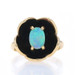 Yellow Gold Opal Solitaire Ring - 14k Oval Cabochon .40ct Flower Blossom Yellow Gold Opal Solitaire Ring - 14k Oval Cabochon .40ct Flower Blossom