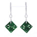 White Gold Jade & Diamond Hoop Dangle Earrings - 18k Carved .25ctw Pierced White Gold Jade & Diamond Hoop Dangle Earrings - 18k Carved .25ctw Pierced