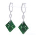 White Gold Jade & Diamond Hoop Dangle Earrings - 18k Carved .25ctw Pierced White Gold Jade & Diamond Hoop Dangle Earrings - 18k Carved .25ctw Pierced