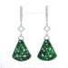 White Gold Jade & Diamond Fan Hoop Dangle Earrings - 18k Carved .33ctw Pierced White Gold Jade & Diamond Fan Hoop Dangle Earrings - 18k Carved .33ctw Pierced