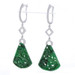 White Gold Jade & Diamond Fan Hoop Dangle Earrings - 18k Carved .33ctw Pierced White Gold Jade & Diamond Fan Hoop Dangle Earrings - 18k Carved .33ctw Pierced