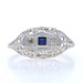 White Gold Lab-Created Sapphire Diamond Art Deco Ring -14k Square .22ctw Vintage White Gold Lab-Created Sapphire Diamond Art Deco Ring -14k Square .22ctw Vintage