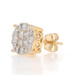 Yellow Gold Diamond SINGLE Cluster Halo Stud Earring 14k Princess Rnd .80ctw One Yellow Gold Diamond SINGLE Cluster Halo Stud Earring 14k Princess Rnd .80ctw One