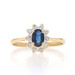 Yellow Gold Sapphire & Diamond Halo Ring - 14k Oval .85ctw Floral Yellow Gold Sapphire & Diamond Halo Ring - 14k Oval .85ctw Floral