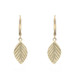 Yellow Gold Leaf Dangle Earrings - 14k Botanical Pierced