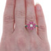 Yellow Gold Diamond & Enamel Flower Ring - 18k Round .12ctw Blossom Cluster Sz 7 Yellow Gold Diamond & Enamel Flower Ring - 18k Round .12ctw Blossom Cluster Sz 7