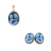 Yellow Gold Banded Agate Mother & Child Cameo Earrings & Pendant Set - 14k Mom Yellow Gold Banded Agate Mother & Child Cameo Earrings & Pendant Set - 14k Mom