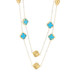 Yellow Gold Turquoise Quatrefoil Flower Station Necklace 46" - 18k Cable Chain Yellow Gold Turquoise Quatrefoil Flower Station Necklace 46" - 18k Cable Chain