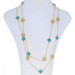 Yellow Gold Turquoise Quatrefoil Flower Station Necklace 46" - 18k Cable Chain Yellow Gold Turquoise Quatrefoil Flower Station Necklace 46" - 18k Cable Chain