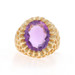 Yellow Gold Amethyst Cocktail Solitaire Ring - 14k Oval 5.18ct Floral Yellow Gold Amethyst Cocktail Solitaire Ring - 14k Oval 5.18ct Floral